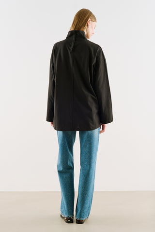 High-Neck Long-Sleeve T-Shirt Black