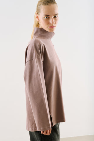 High-Neck Long-Sleeve T-Shirt Dusty Rose