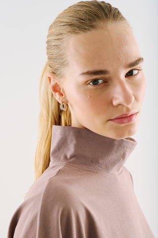 High-Neck Long-Sleeve T-Shirt Dusty Rose