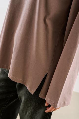 High-Neck Long-Sleeve T-Shirt Dusty Rose
