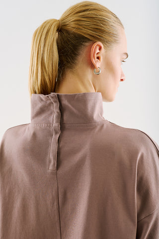High-Neck Long-Sleeve T-Shirt Dusty Rose