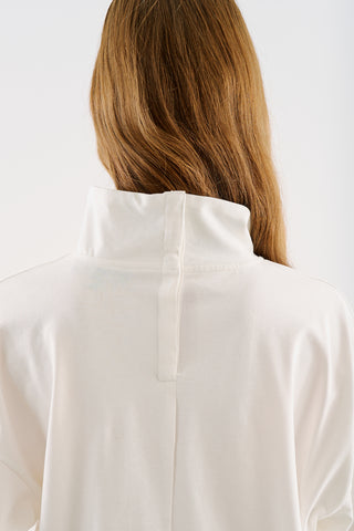 High-Neck Long-Sleeve T-Shirt Ecru