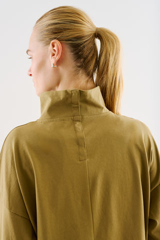 High-Neck Long-Sleeve T-Shirt Camel
