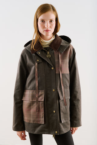 Coated-Fabric Hooded Parka Brown