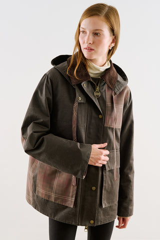 Coated-Fabric Hooded Parka Brown