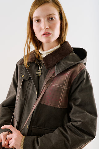 Coated-Fabric Hooded Parka Brown