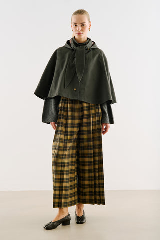 Coated-Fabric Hooded Cape Black