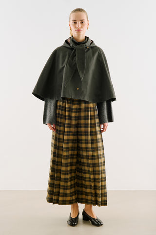 Coated-Fabric Hooded Cape Black