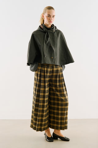 Coated-Fabric Hooded Cape Black