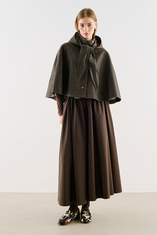 Coated-Fabric Hooded Cape Brown