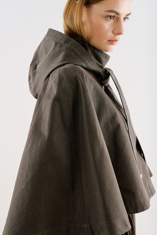 Coated-Fabric Hooded Cape Brown