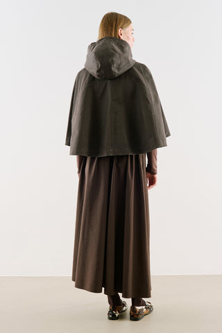 Coated-Fabric Hooded Cape Brown