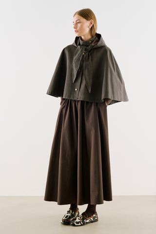 Coated-Fabric Hooded Cape Brown