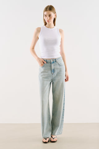 Mid-Rise Wide-Leg Jeans Blue