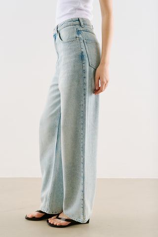 Mid-Rise Wide-Leg Jeans Blue