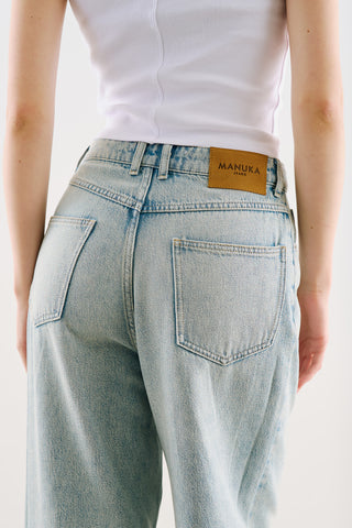 Mid-Rise Wide-Leg Jeans Blue