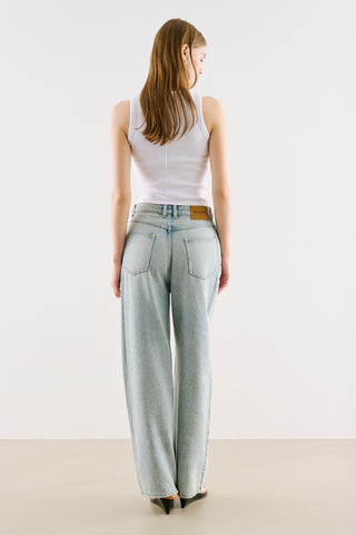 Mid-Rise Wide-Leg Jeans Blue
