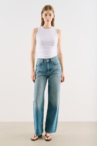 High-Rise Straight-Leg Jeans Blue