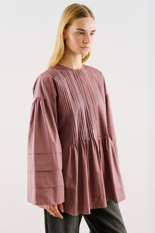 Belted Tunic With Pintuck Detail Dusty Rose
