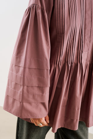 Belted Tunic With Pintuck Detail Dusty Rose