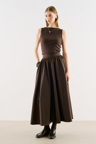 Ruched Technical-Fabric Skirt Brown