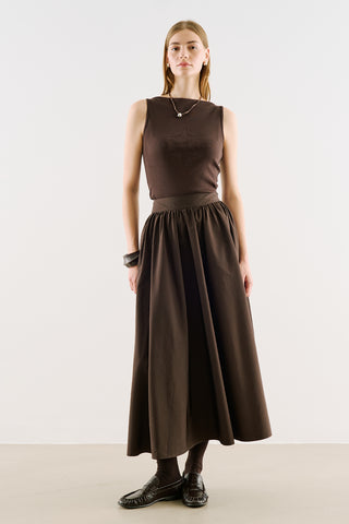 Ruched Technical-Fabric Skirt Brown