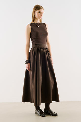 Ruched Technical-Fabric Skirt Brown
