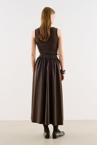 Ruched Technical-Fabric Skirt Brown