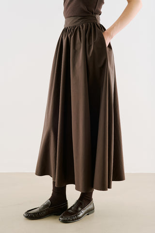 Ruched Technical-Fabric Skirt Brown