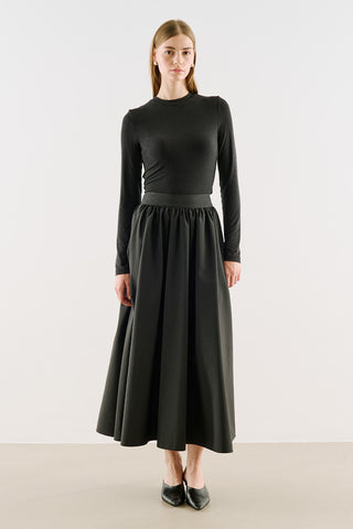 Ruched Technical-Fabric Skirt Black