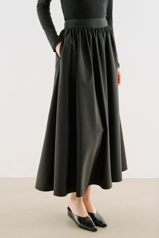 Ruched Technical-Fabric Skirt Black