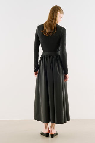 Ruched Technical-Fabric Skirt Black
