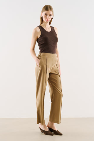 Relaxed Straight-Leg Trousers Camel