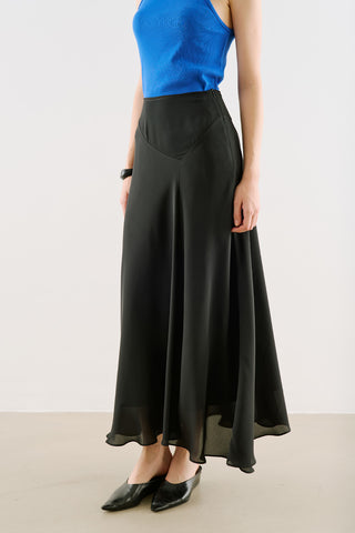 Asymmetric Maxi Skirt Black