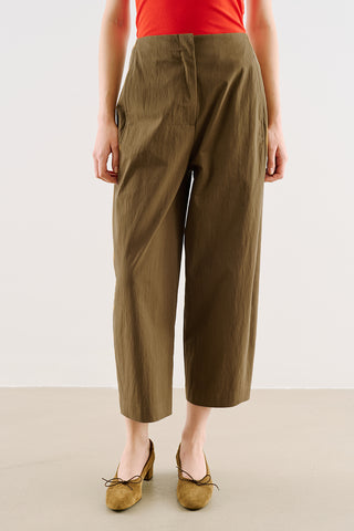 Gabardine Barrel Trousers Olive Green