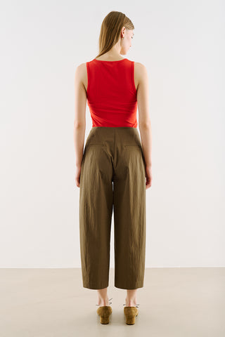 Gabardine Barrel Trousers Olive Green