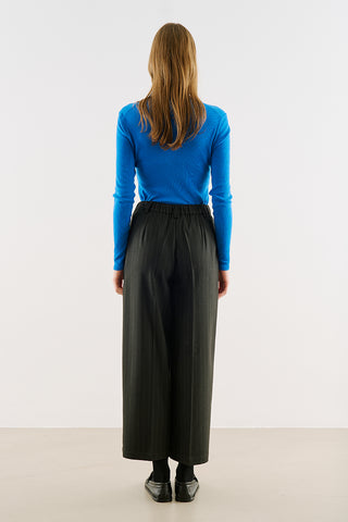 Striped Barrel-Leg Trousers Black