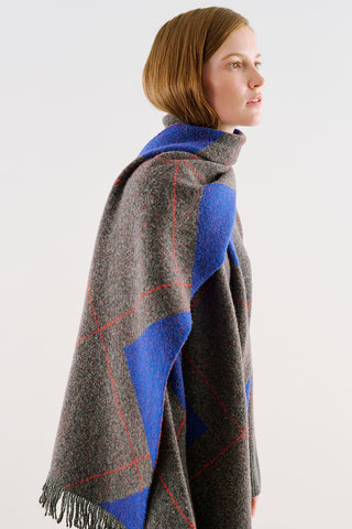 Diamond-Knit Scarf Blue