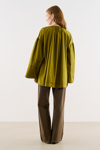 Belted Tunic With Pintuck Detail Olive Green