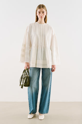Belted Tunic With Pintuck Detail Ecru