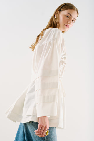 Belted Tunic With Pintuck Detail Ecru