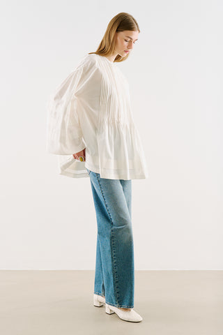 Belted Tunic With Pintuck Detail Ecru