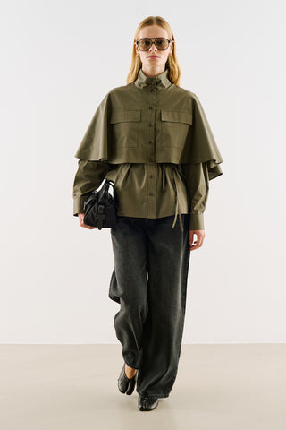 Cape-Style Shirt With Pockets Khaki