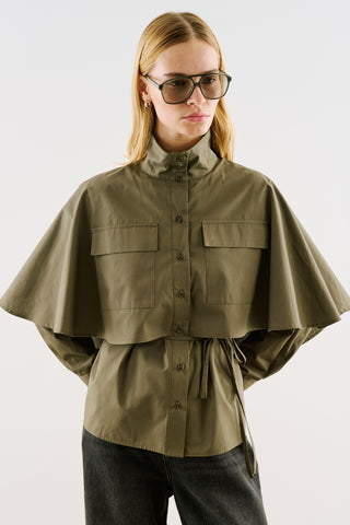 Cape-Style Shirt With Pockets Khaki