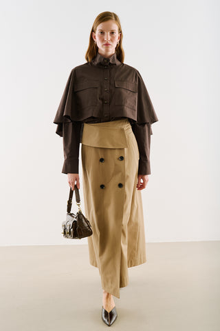 Cape-Style Shirt With Pockets Brown