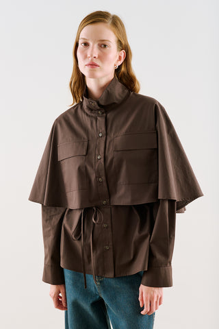Cape-Style Shirt With Pockets Brown