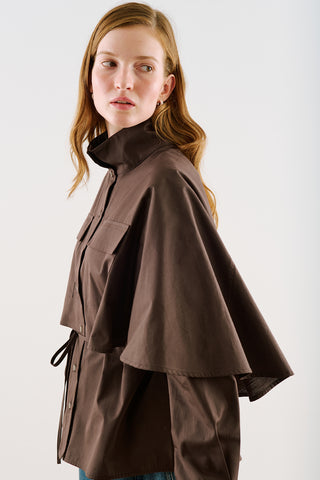 Cape-Style Shirt With Pockets Brown