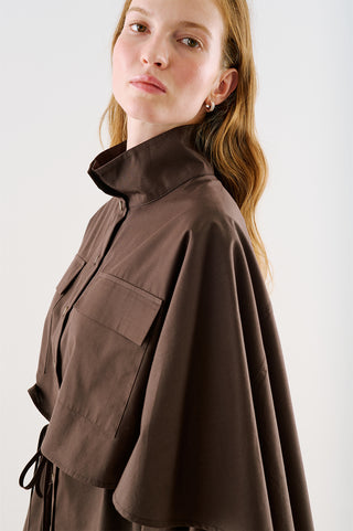 Cape-Style Shirt With Pockets Brown