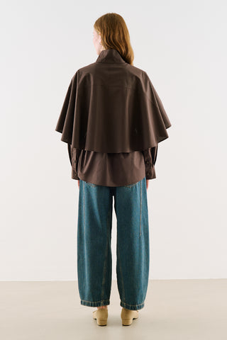 Cape-Style Shirt With Pockets Brown
