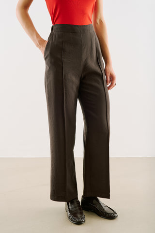 Relaxed Straight-Leg Trousers Dark Brown